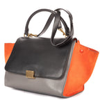 Celine Tricolor Medium Trapeze Orange Black Gray Calfskin Leather Handbag — view 2