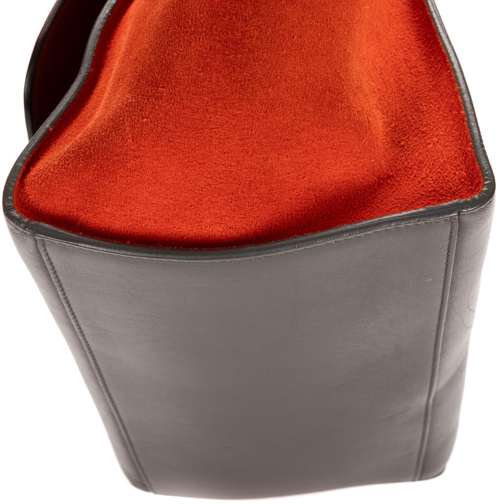 Celine Tricolor Medium Trapeze Orange Black Gray Calfskin Leather Handbag — view 7