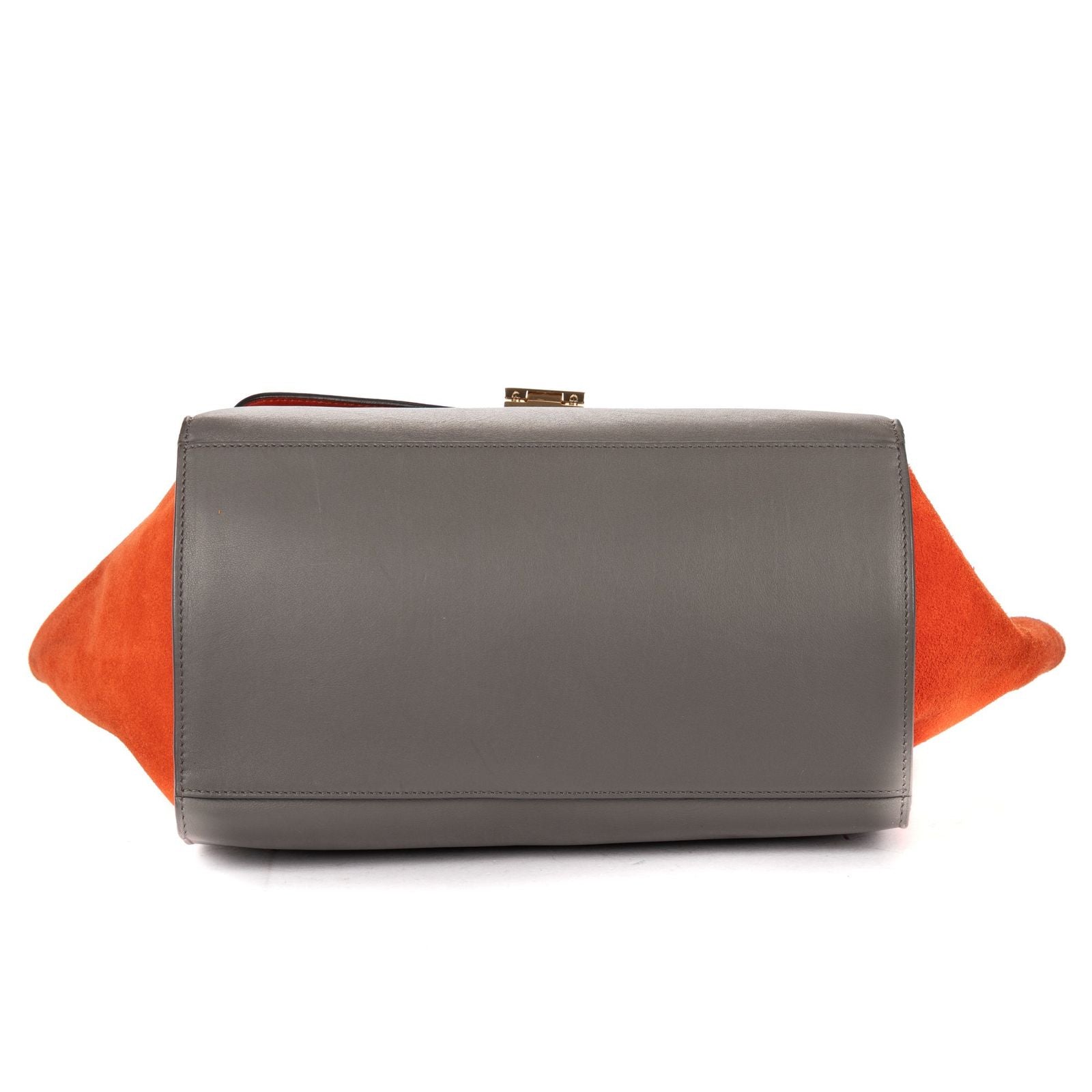 Celine Tricolor Medium Trapeze Orange Black Gray Calfskin Leather Handbag — view 6