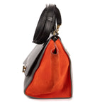 Celine Tricolor Medium Trapeze Orange Black Gray Calfskin Leather Handbag — view 3