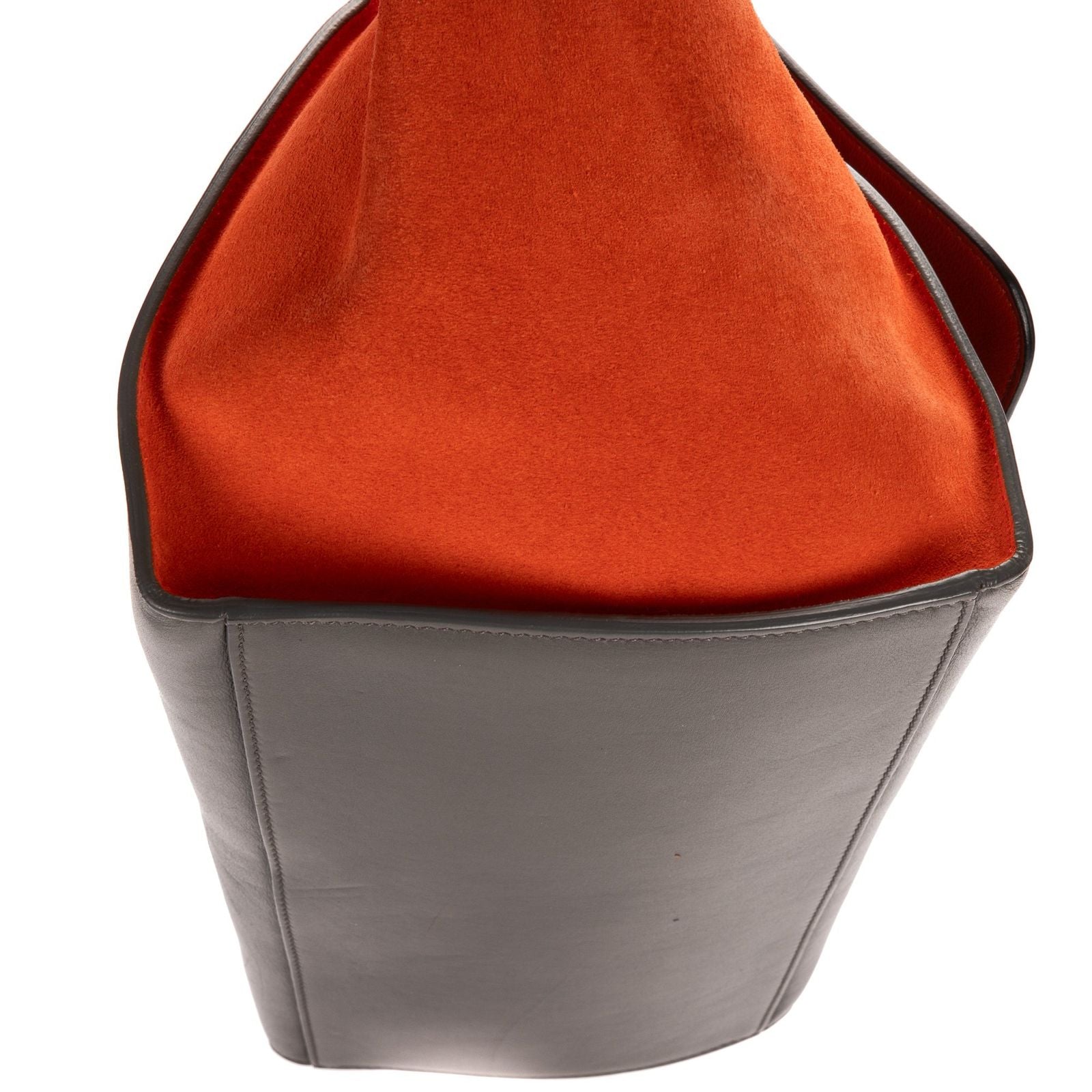 Celine Tricolor Medium Trapeze Orange Black Gray Calfskin Leather Handbag — view 8