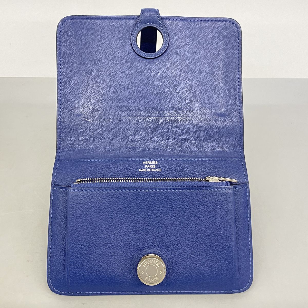 Hermes Coin Purse Dogon Compact Ever Color Blue Brighton Silver — view 3