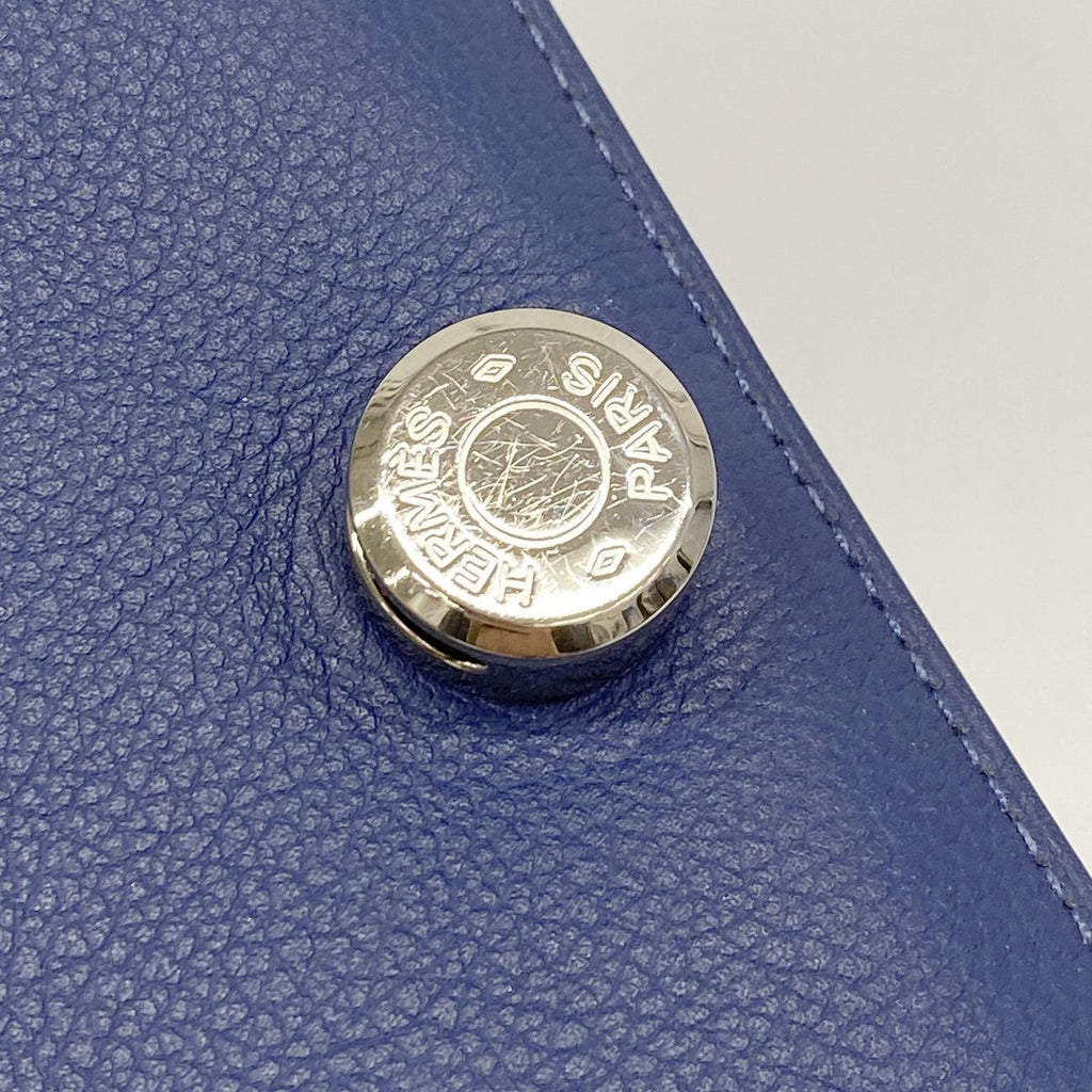 Hermes Coin Purse Dogon Compact Ever Color Blue Brighton Silver — view 7