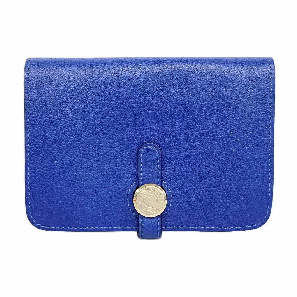Hermes Coin Purse Dogon Compact Ever Color Blue Brighton Silver