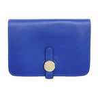 Hermes Coin Purse Dogon Compact Ever Color Blue Brighton Silver