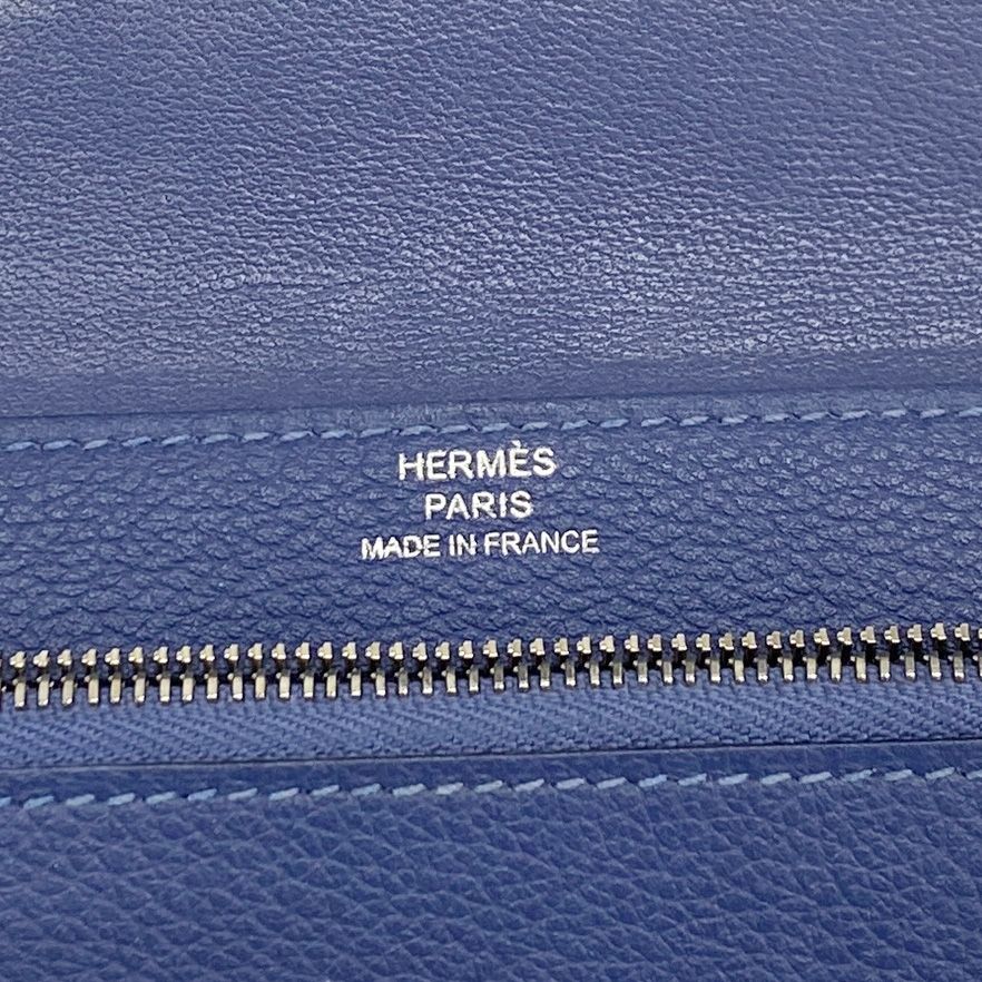 Hermes Coin Purse Dogon Compact Ever Color Blue Brighton Silver — view 4