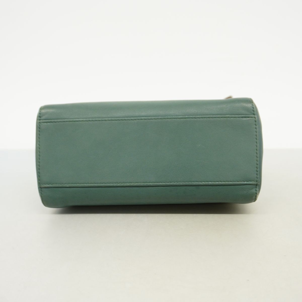 Fendi Handbag Peekaboo Leather Moss Green Silver 2-Way Bag — view 3