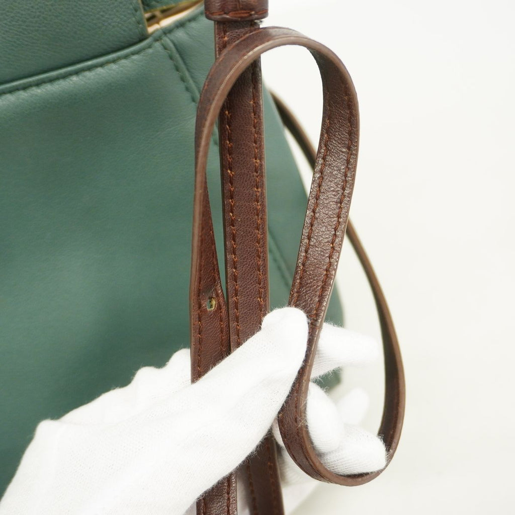 Fendi Handbag Peekaboo Leather Moss Green Silver 2-Way Bag — view 8