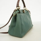 Fendi Handbag Peekaboo Leather Moss Green Silver 2-Way Bag — view 2