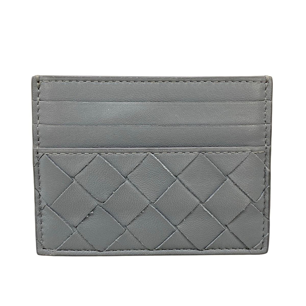 Bottega Veneta Card Case Maxi Intrecciato Dark Gray Leather