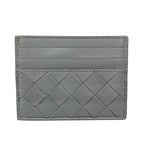 Bottega Veneta Card Case Maxi Intrecciato Dark Gray Leather