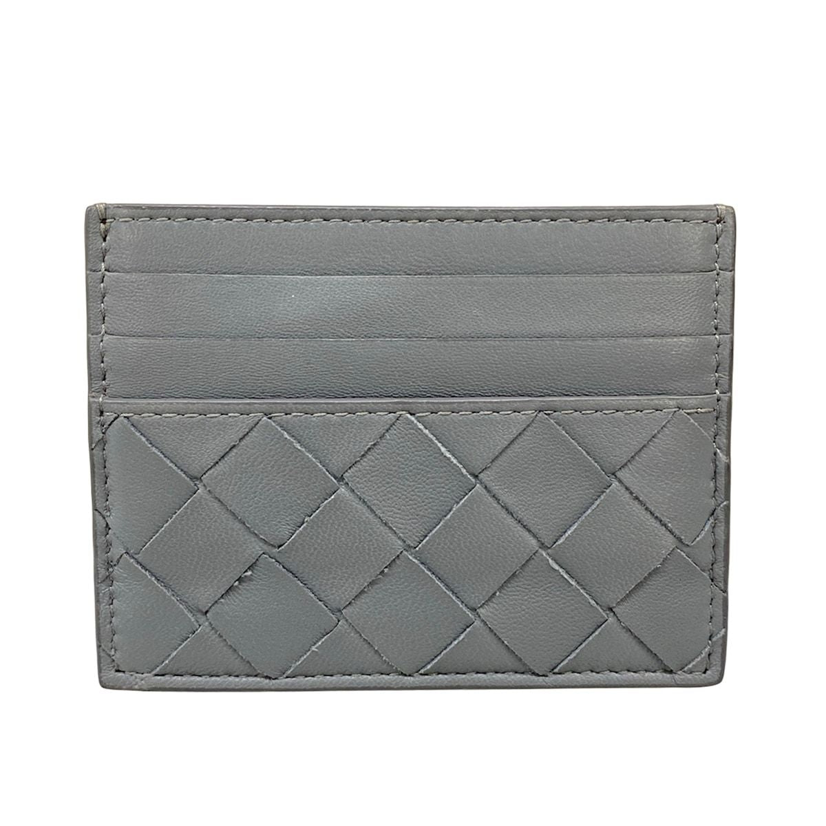 Bottega Veneta Card Case Maxi Intrecciato Dark Gray Leather