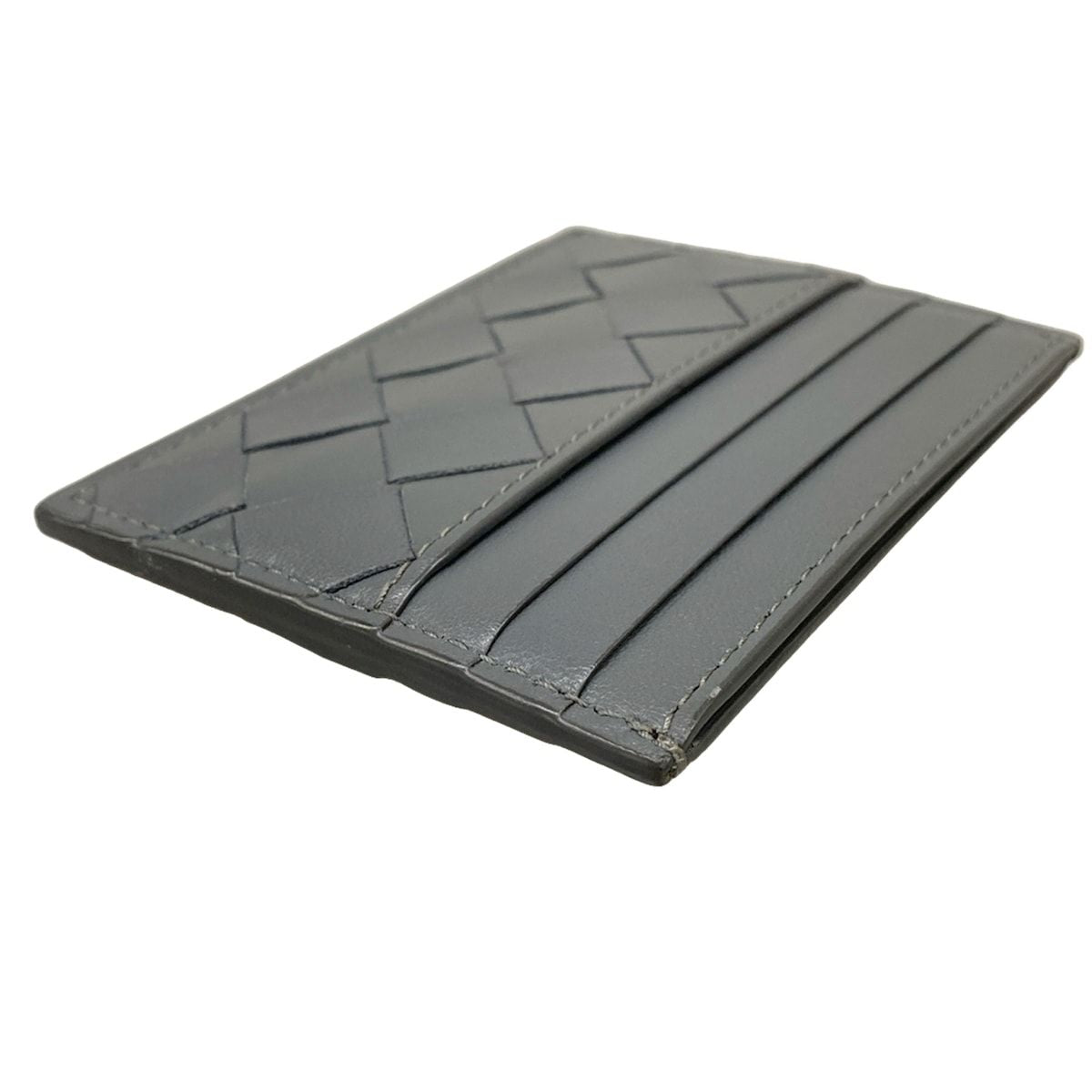 Bottega Veneta Card Case Maxi Intrecciato Dark Gray Leather — view 6