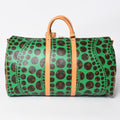Louis Vuitton Monogram Pumpkin Keepall Bandouliere 55 Green 2-Way Yayoi Kusama