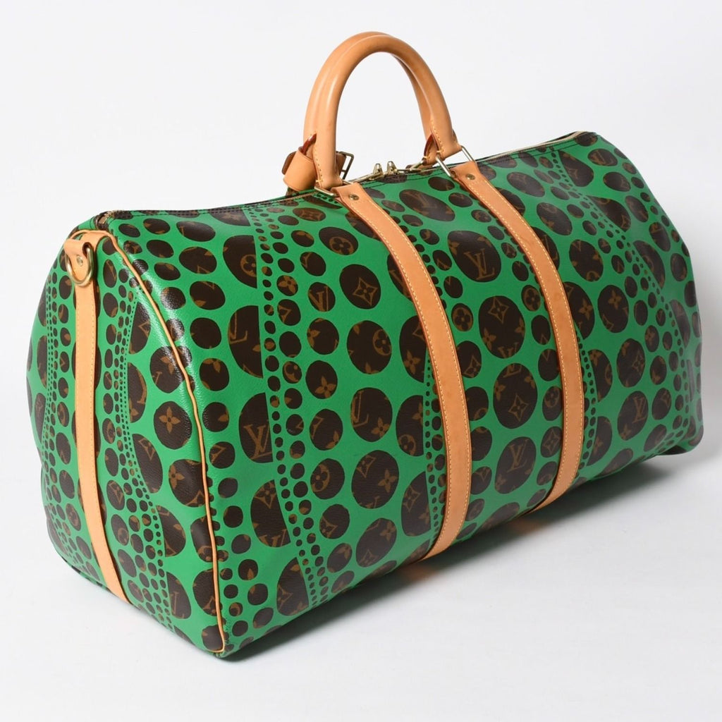 Louis Vuitton Monogram Pumpkin Keepall Bandouliere 55 Green 2-Way Yayoi Kusama — view 3