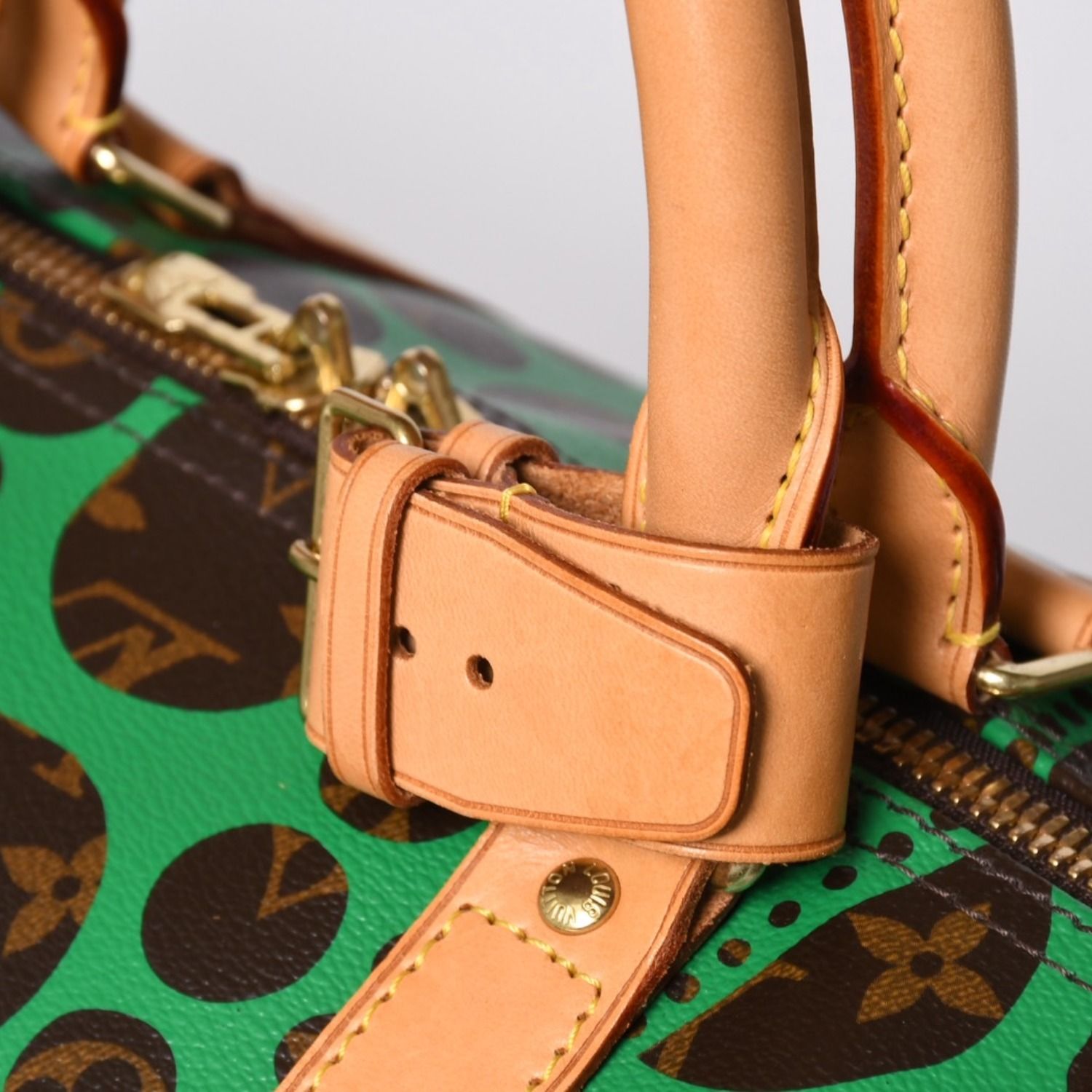 Louis Vuitton Monogram Pumpkin Keepall Bandouliere 55 Green 2-Way Yayoi Kusama — view 8