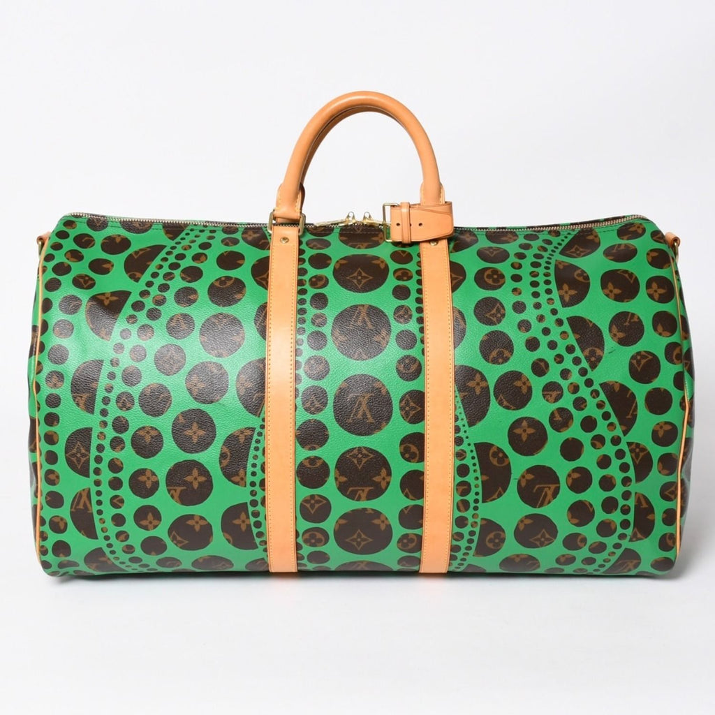 Louis Vuitton Monogram Pumpkin Keepall Bandouliere 55 Green 2-Way Yayoi Kusama — view 2