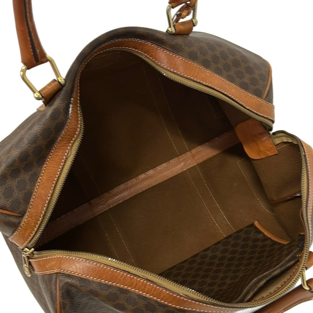 Celine Boston Bag Macadam Pattern Dark Brown No Lock Leather — view 7