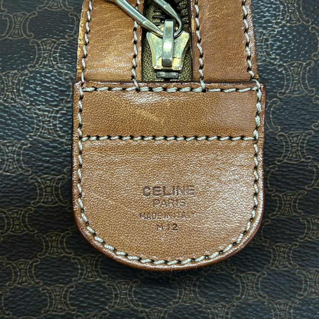 Celine Boston Bag Macadam Pattern Dark Brown No Lock Leather — view 8
