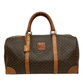 Celine Boston Bag Macadam Pattern Dark Brown No Lock Leather