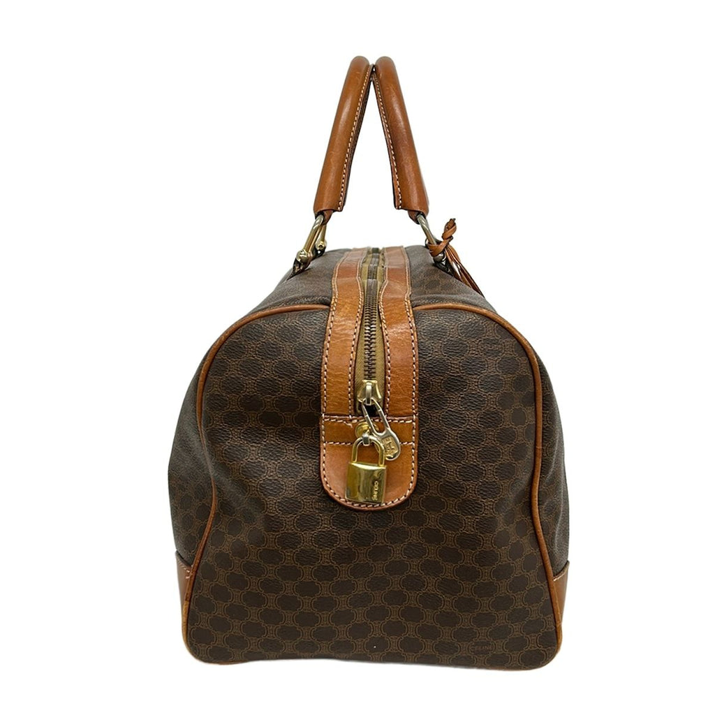 Celine Boston Bag Macadam Pattern Dark Brown No Lock Leather — view 4