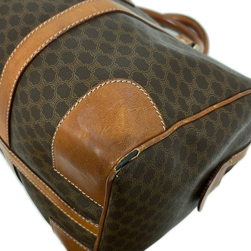 Celine Boston Bag Macadam Pattern Dark Brown No Lock Leather — view 6