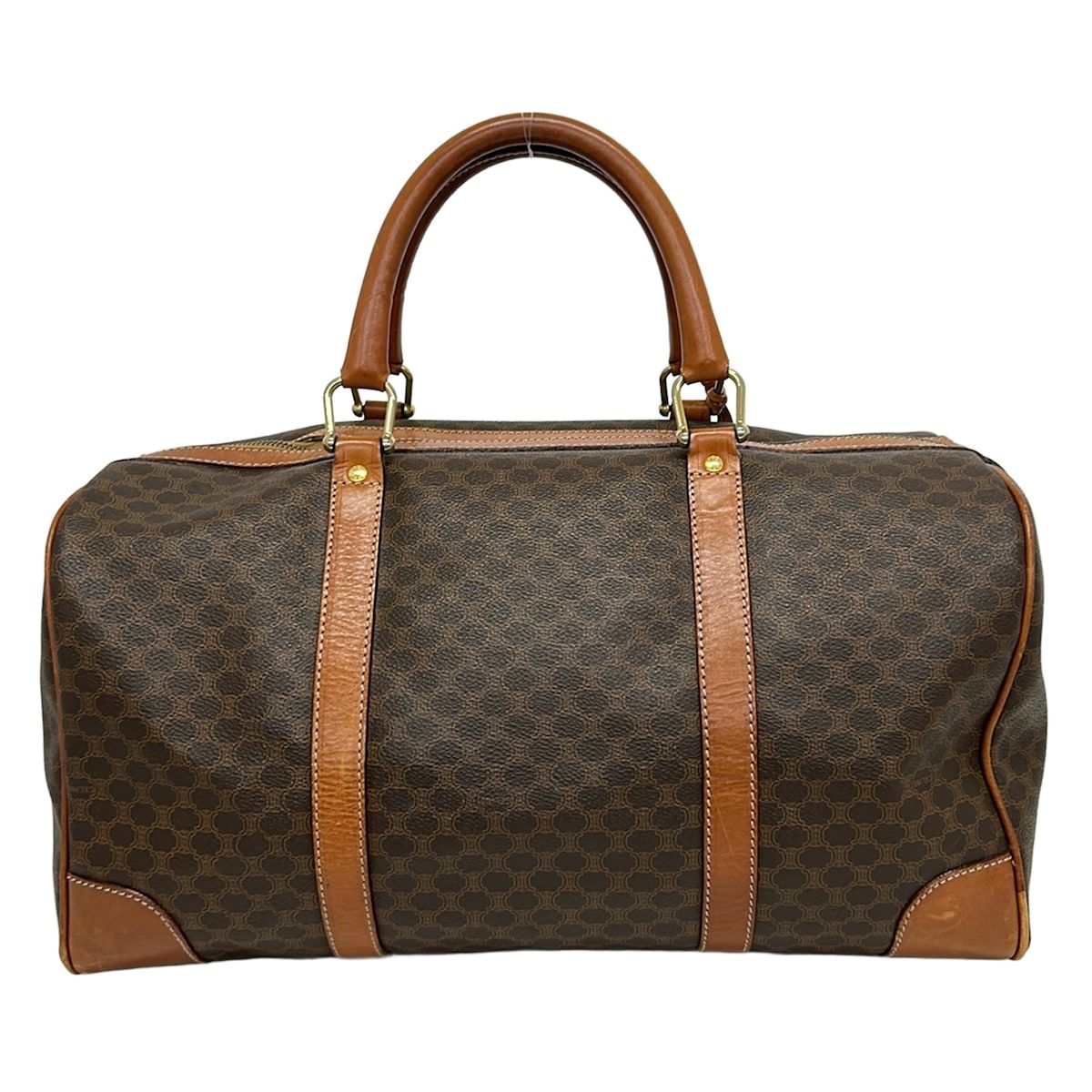 Celine Boston Bag Macadam Pattern Dark Brown No Lock Leather — view 3