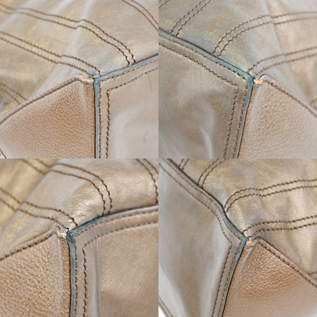 Celine Shoulder Bag Tote Metallic Brown Leather — view 7
