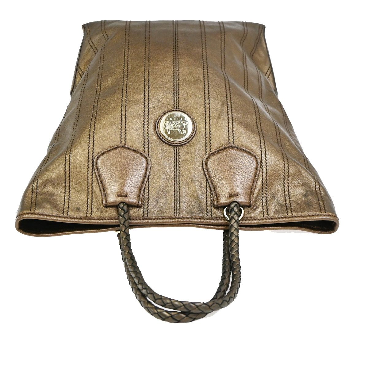 Celine Shoulder Bag Tote Metallic Brown Leather — view 5