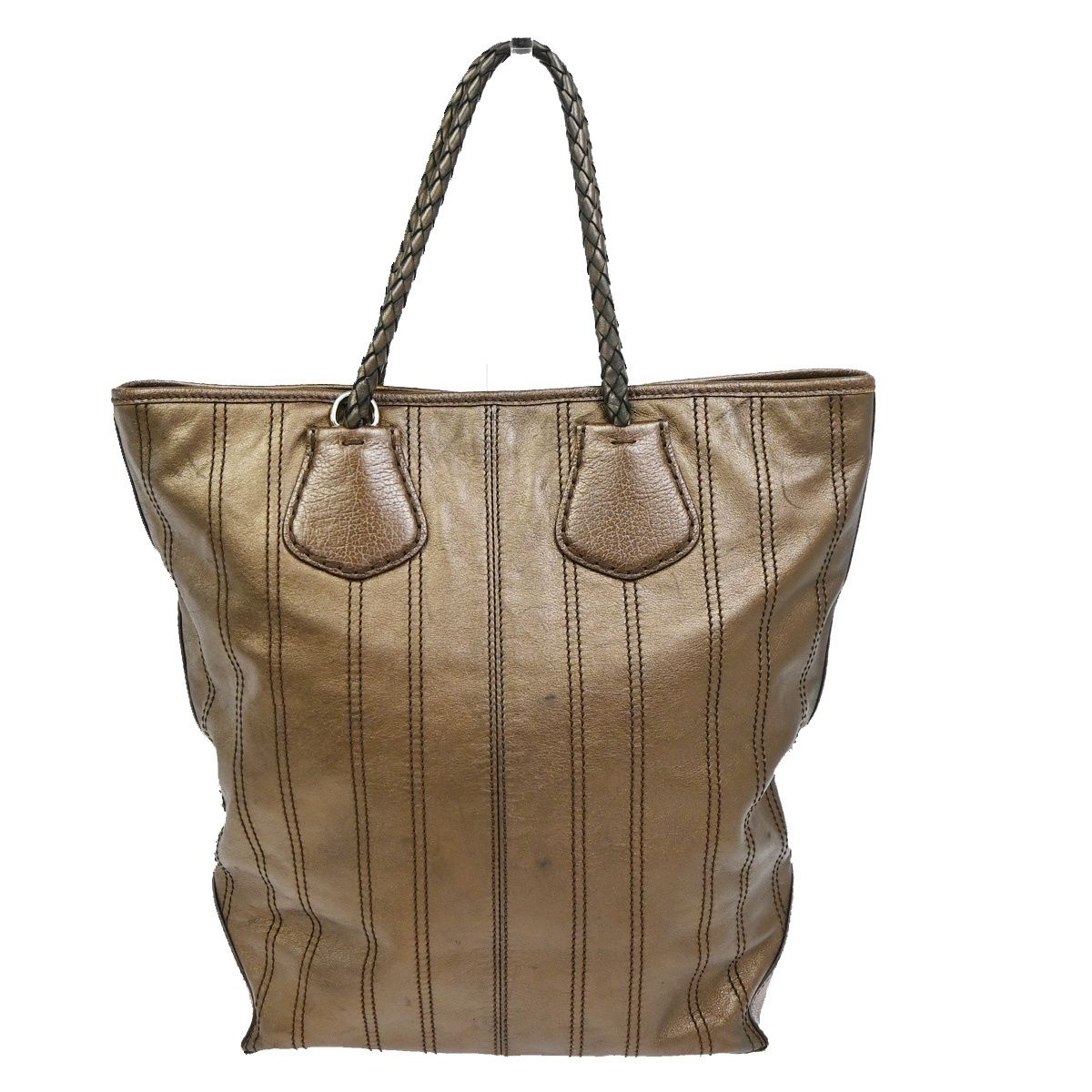 Celine Shoulder Bag Tote Metallic Brown Leather — view 3