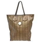 Celine Shoulder Bag Tote Metallic Brown Leather