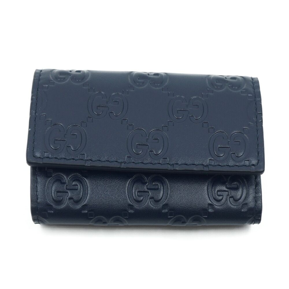 Gucci Key Case Black Silver Leather Key Holder