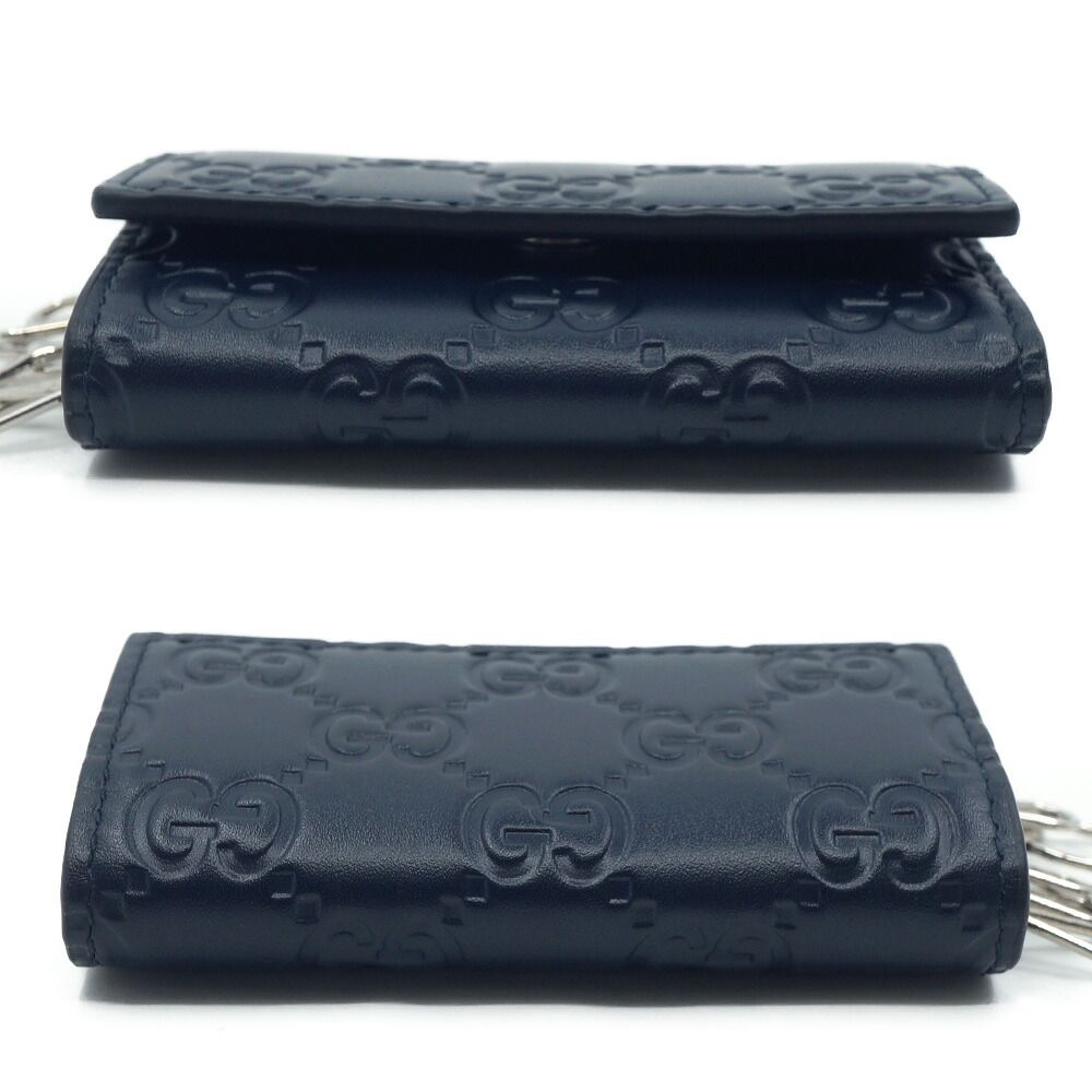 Gucci Key Case Black Silver Leather Key Holder — view 4