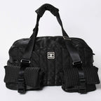 Chanel Sports Line Boston Bag Quilted Black Silver