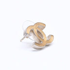 Chanel Earrings CC Logo Gold Glitter 07 — view 3