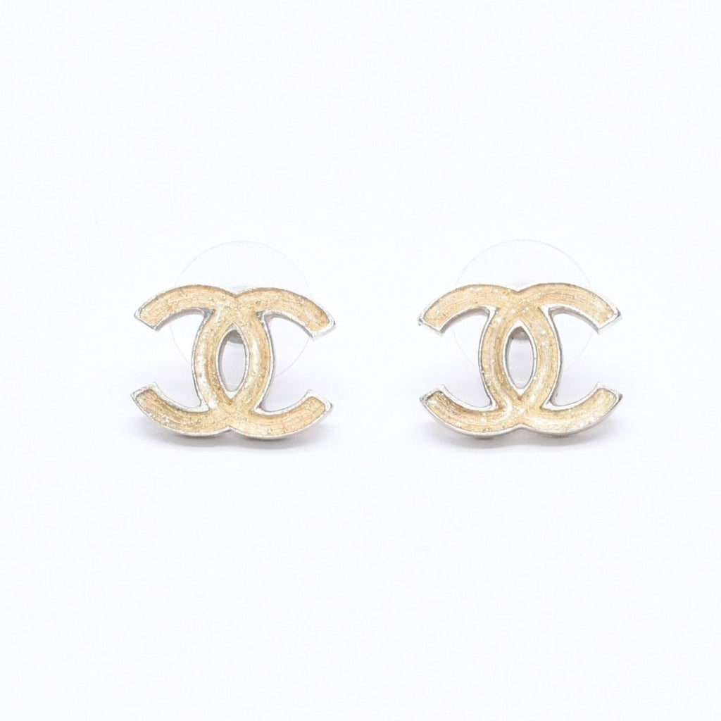 Chanel Earrings CC Logo Gold Glitter 07