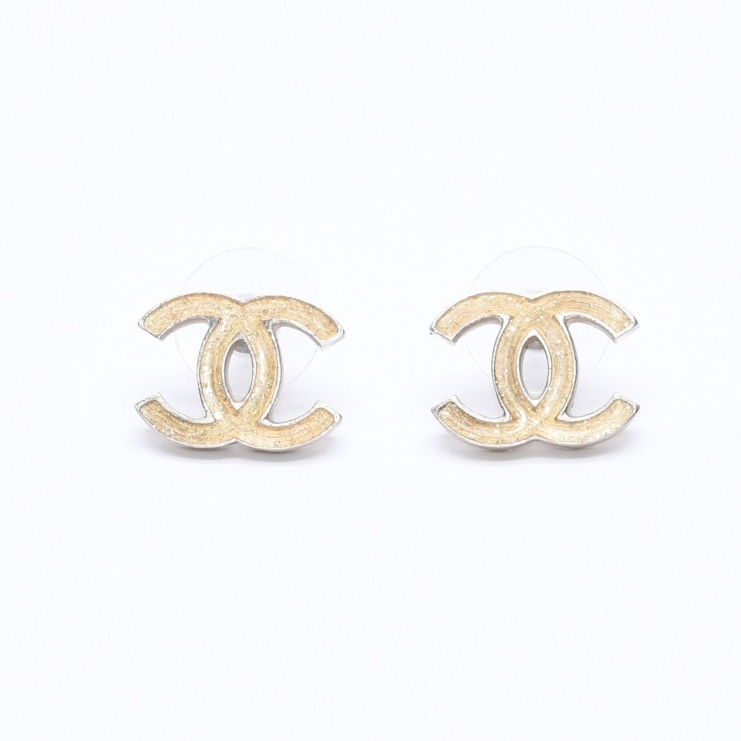 Chanel Earrings CC Logo Gold Glitter 07