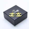 Chanel CC Logo Hoop Earrings 03 Metal Gold Plated Yellow