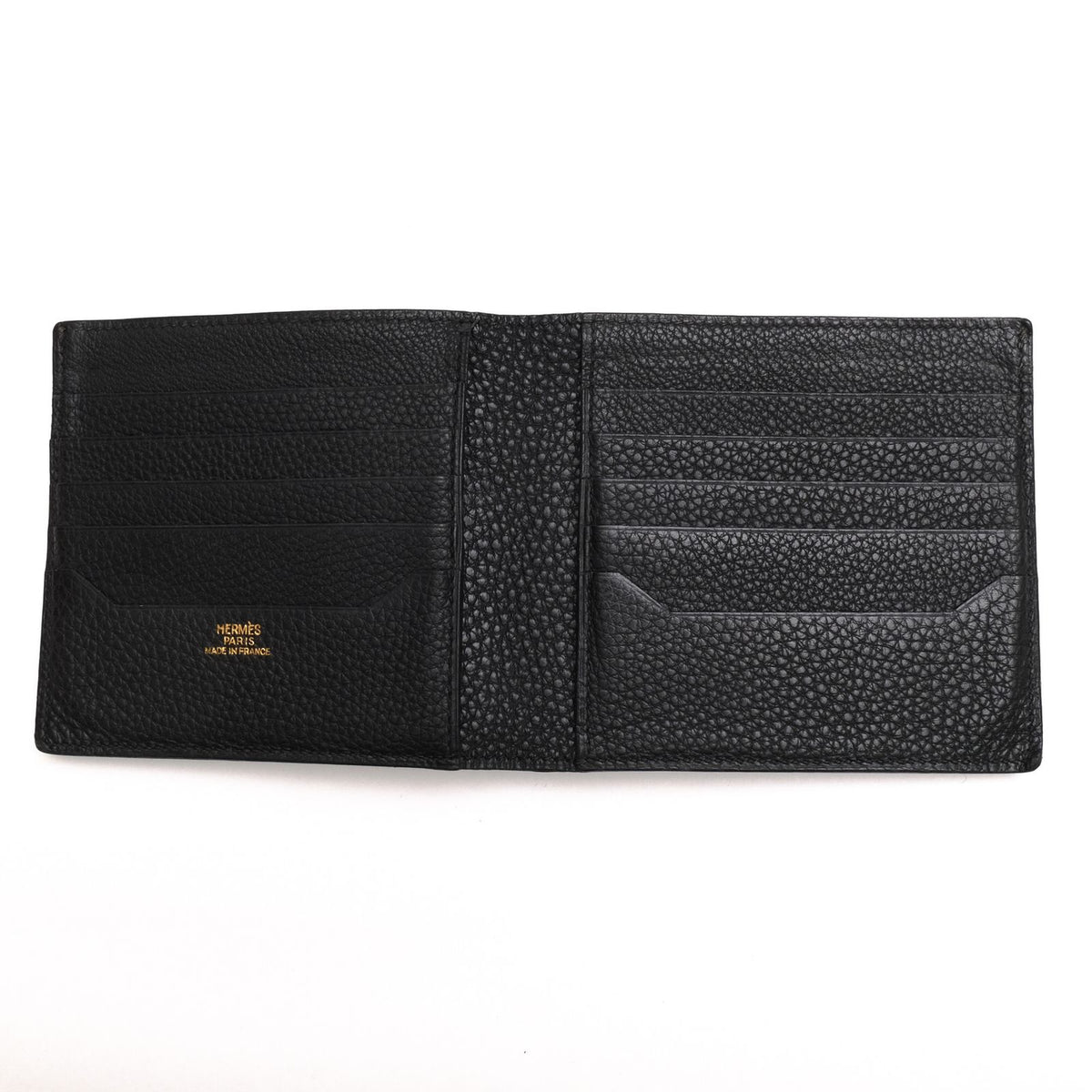 Hermes Wallet Leather Black Copernicus No Coin Purse Billfold Bifold Shrink — view 6