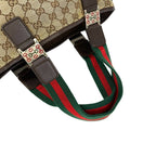 Gucci Sherry Line GG Logo Pattern Canvas Leather Tote Bag Brown — view 4