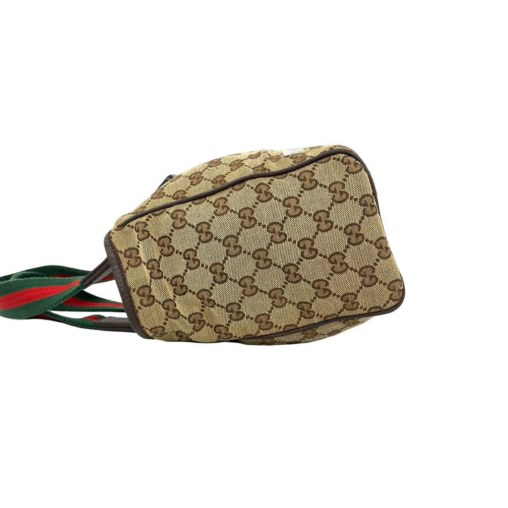 Gucci Sherry Line GG Logo Pattern Canvas Leather Tote Bag Brown — view 5