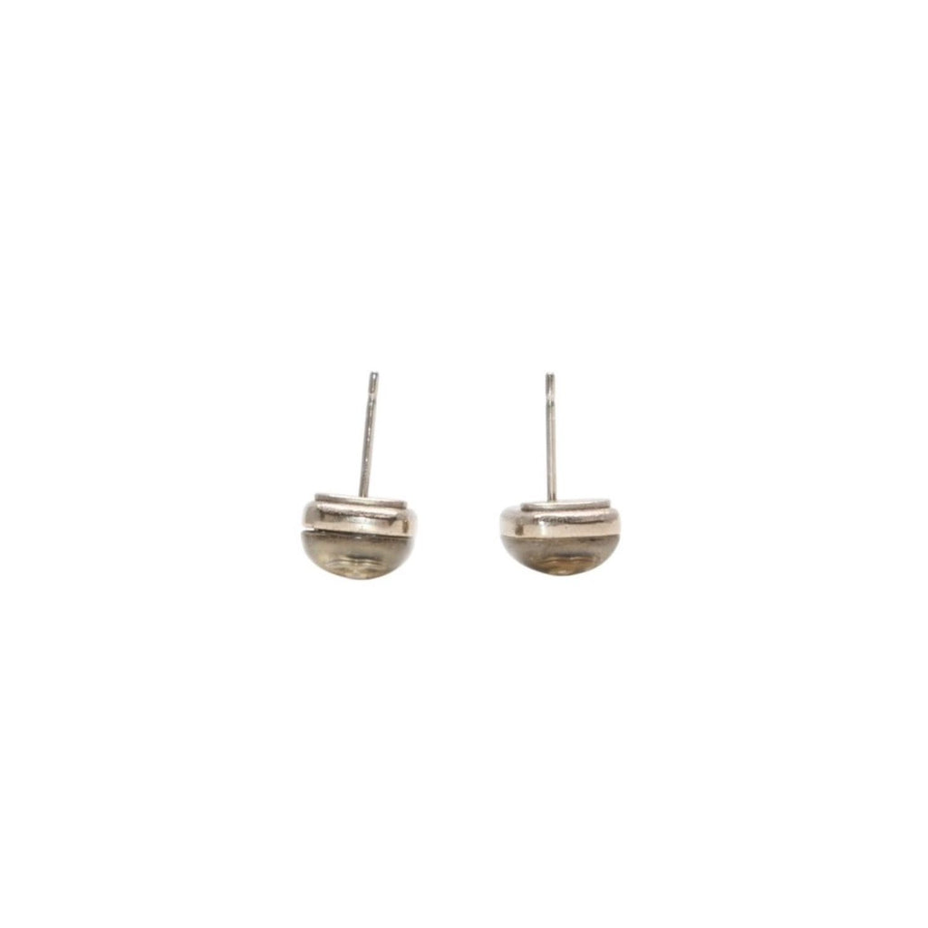 Chanel Earrings CC Logo Button Brown Glitter Silver Mini — view 6