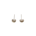 Chanel Earrings CC Logo Button Brown Glitter Silver Mini — view 6