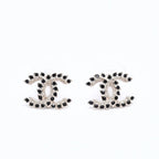 Chanel Earrings CC Logo Black Rhinestone — view 2