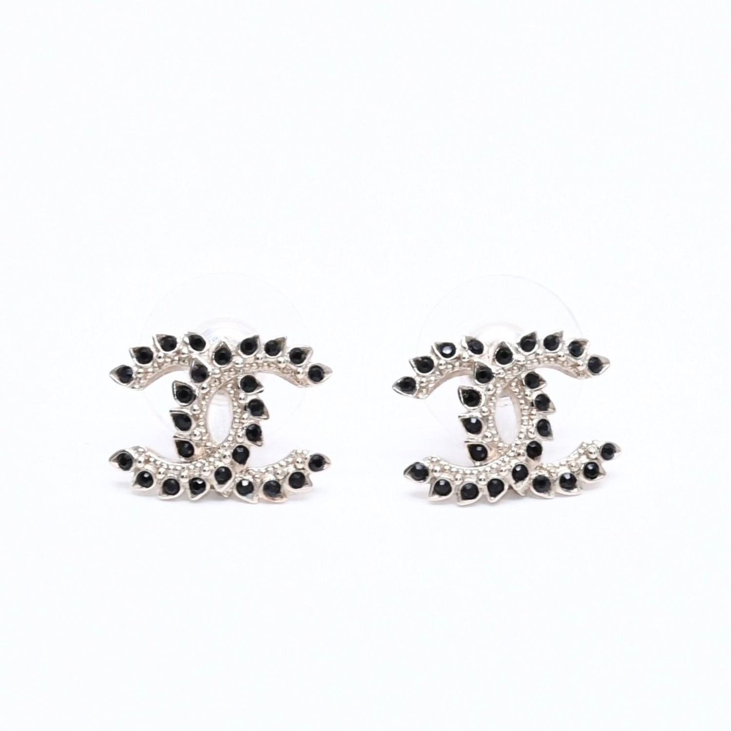 Chanel Earrings CC Logo Black Rhinestone — view 2