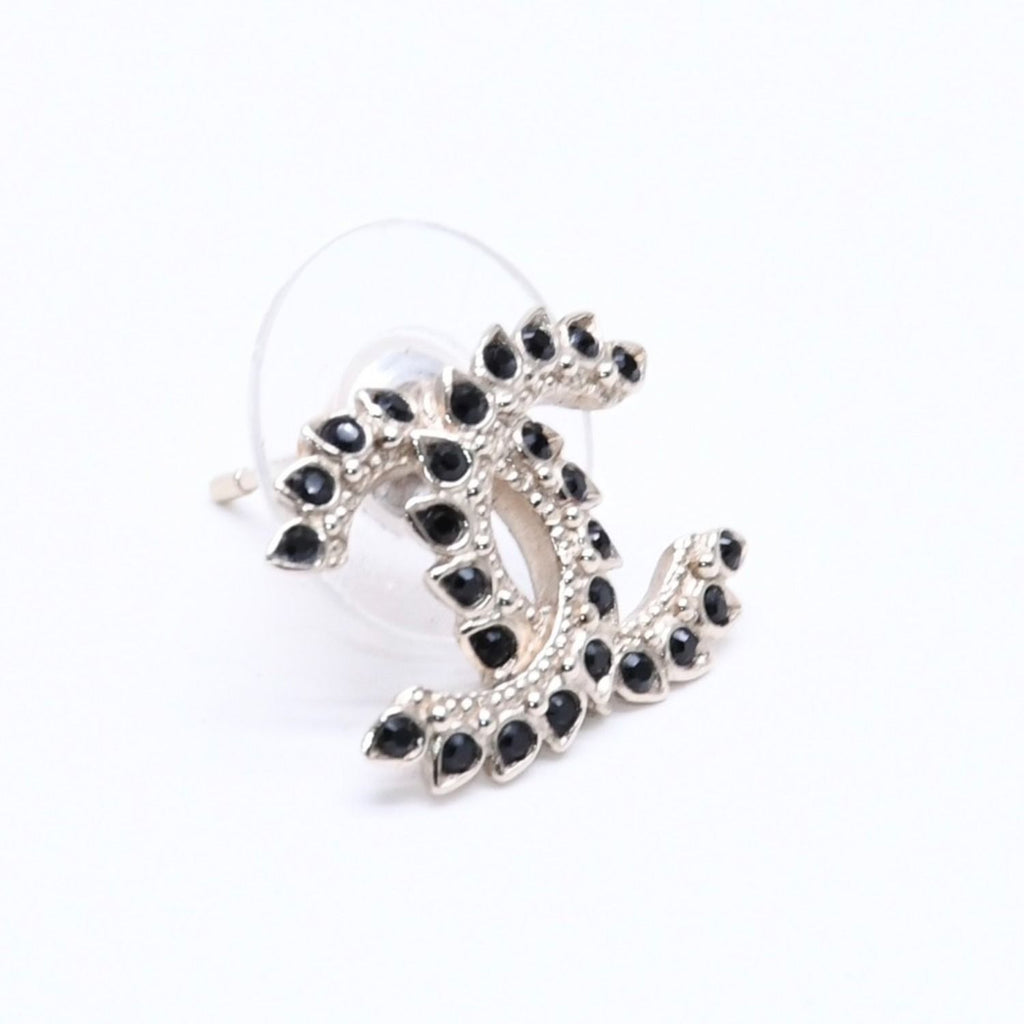 Chanel Earrings CC Logo Black Rhinestone — view 4