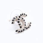 Chanel Earrings CC Logo Black Rhinestone — view 4