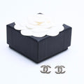 Chanel Earrings CC Logo Black Rhinestone
