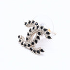Chanel Earrings CC Logo Black Rhinestone — view 3