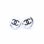 Chanel Button Earrings Silver CC Logo Mirror 08V — view 2